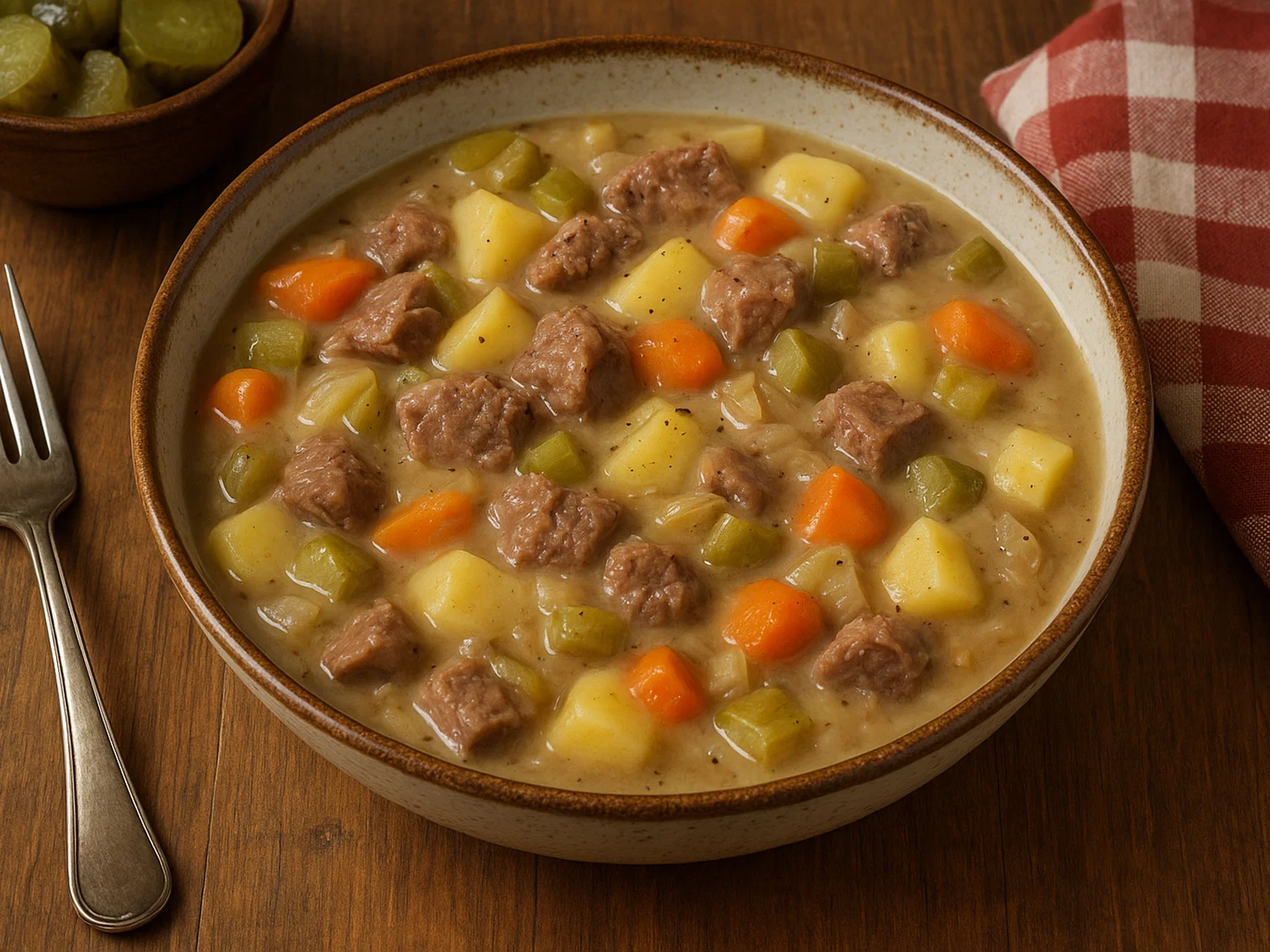 Norddeutscher Lapskaus mit Rindfleisch und Kartoffeln
