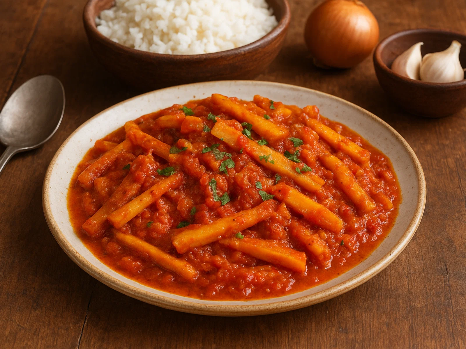 Malewa – Ugandische Bambussprossen in würziger Tomatensauce