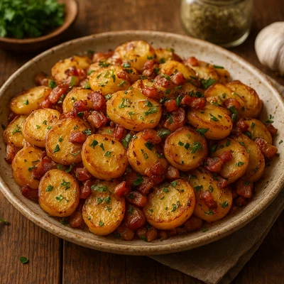 Knusprige Bratkartoffeln mit Speck und Kräutern