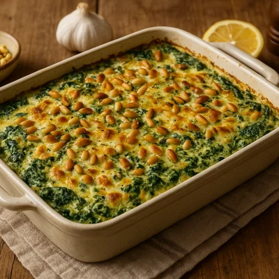 Spinat-Ricotta-Auflauf mit Pinienkernen