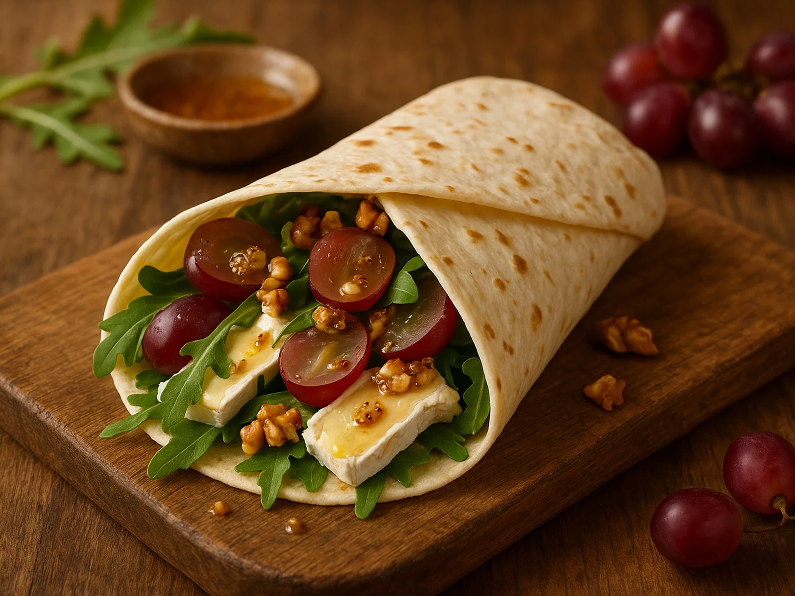 Französischer Brie-und-Trauben-Wrap