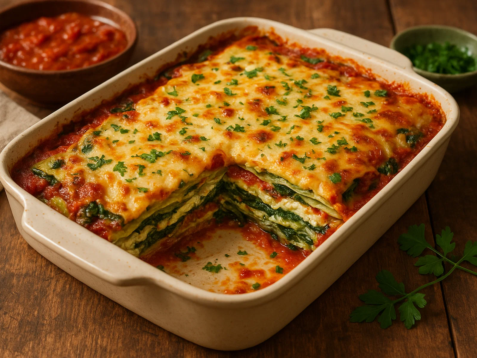 Spitzkohl-Lasagne mit Ricotta und Spinat