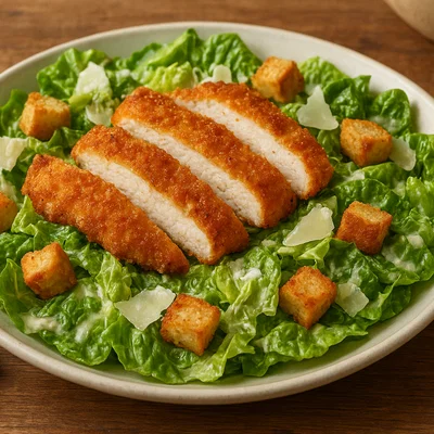 Caesar-Salat mit knusprigem Hähnchen