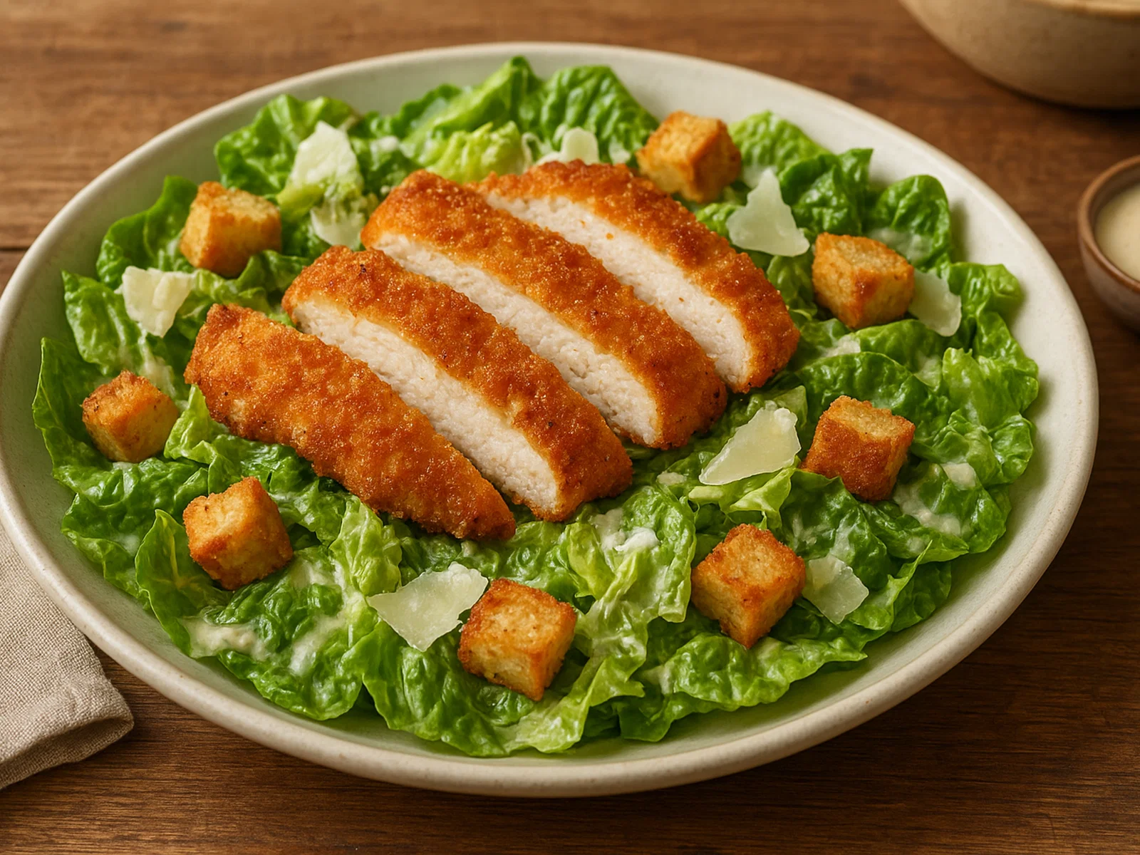 Caesar-Salat mit knusprigem Hähnchen