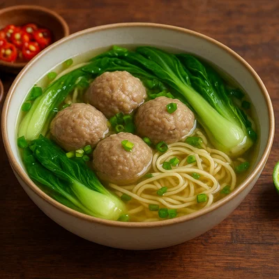 Indonesische Bakso-Rindfleischbällchensuppe