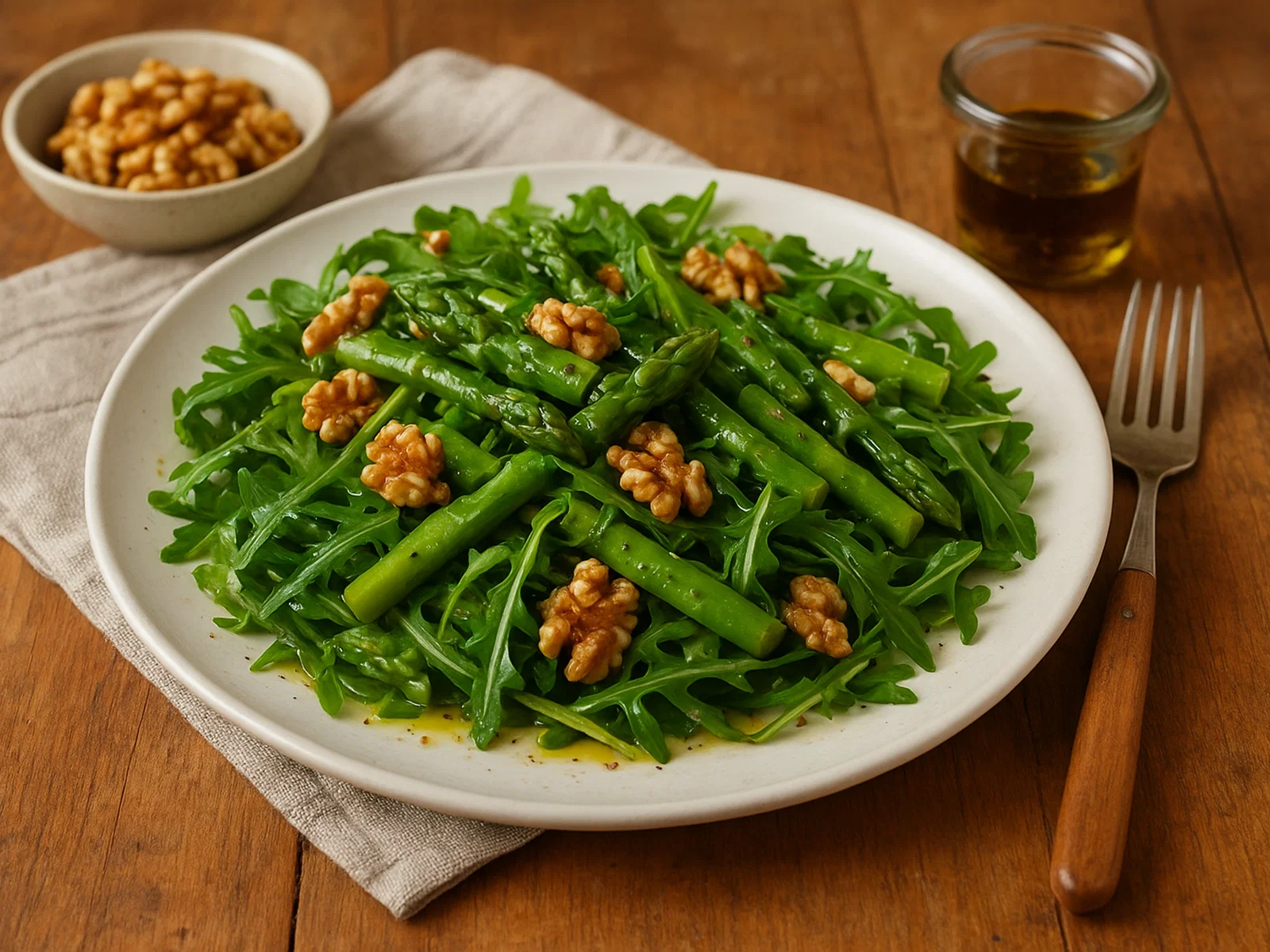 Spargelsalat mit Rucola und Walnüssen