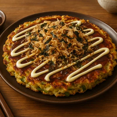 Japanische Okonomiyaki (Herzhafte Kohlpfannkuchen)