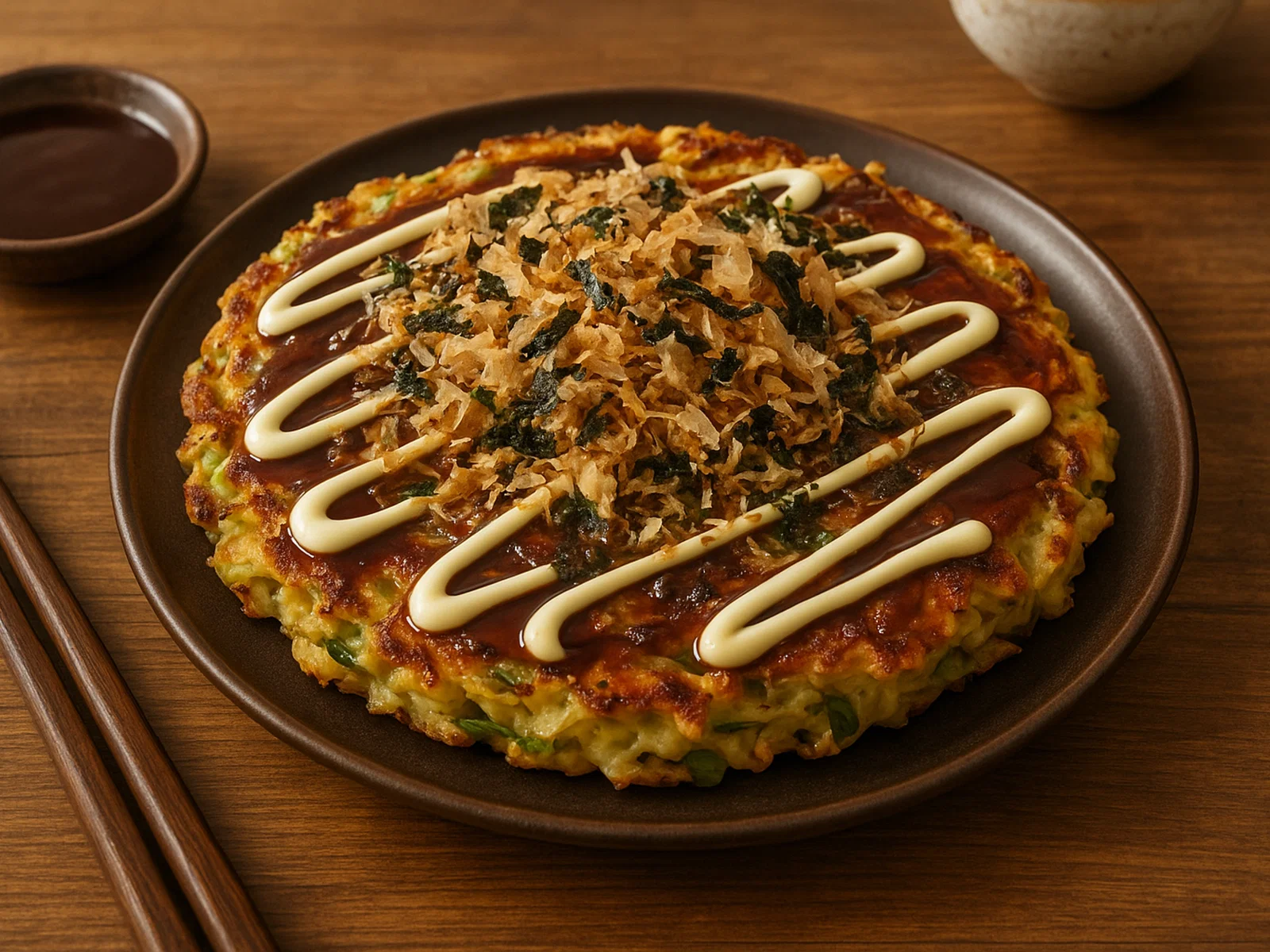 Japanische Okonomiyaki (Herzhafte Kohlpfannkuchen)