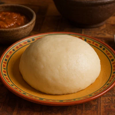Ghanaisches Banku aus fermentiertem Mais- und Maniokmehl