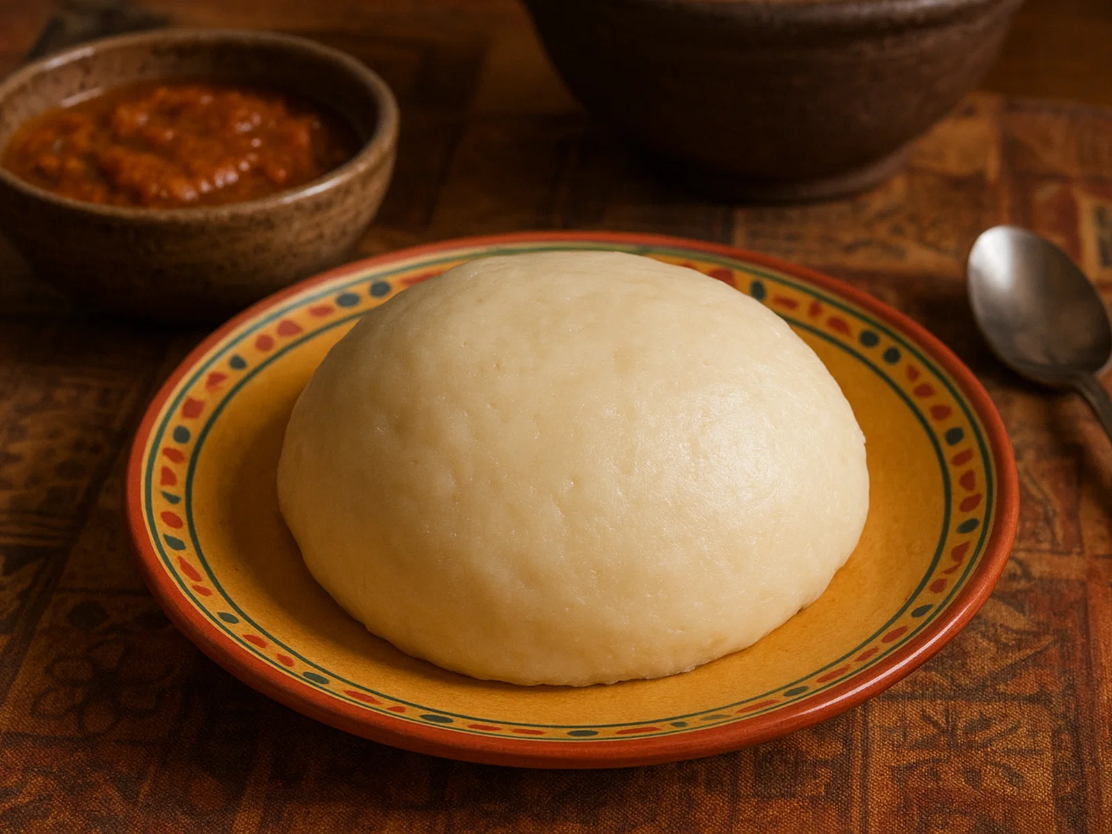 Ghanaisches Banku aus fermentiertem Mais- und Maniokmehl