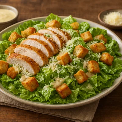 Hühnchen-Caesar-Salat mit hausgemachtem Dressing