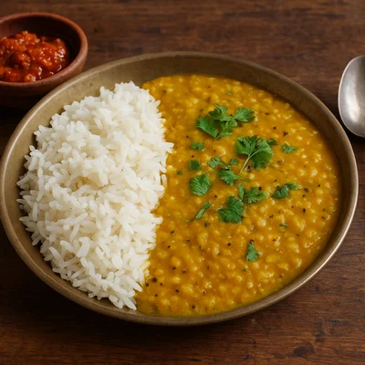 Nepalesisches Dahl Bhat (Linsencurry mit Reis)