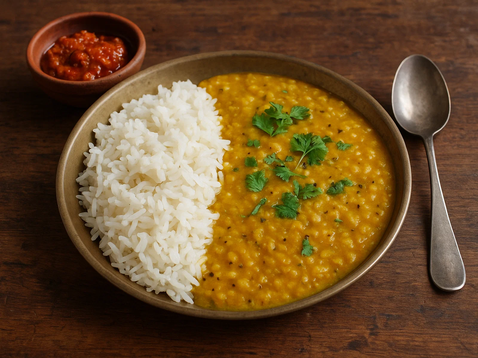 Nepalesisches Dahl Bhat (Linsencurry mit Reis)