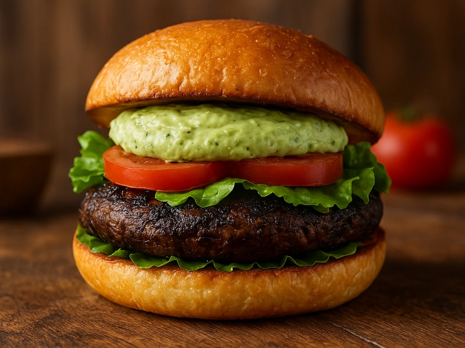 Portobello-Pilz-Burger mit Avocado-Mousse