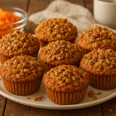Saftige Karotten-Muffins mit knusprigem Topping
