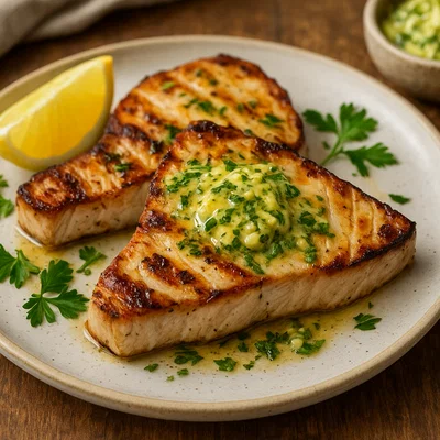 Gegrillter Schwertfisch mit Zitronen-Kräuterbutter