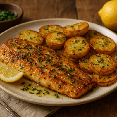 Gebratener Fisch mit Ofenkartoffeln