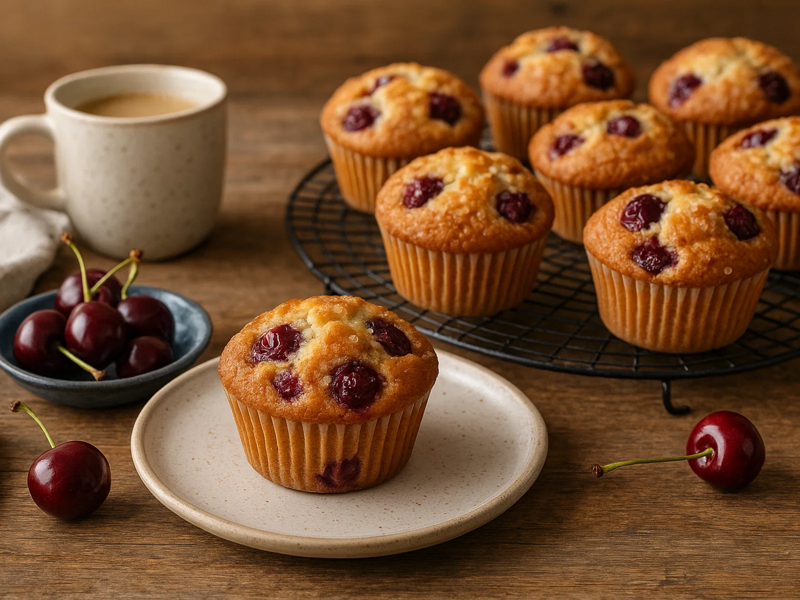 Saftige Kirsch-Muffins mit feiner Vanillenote