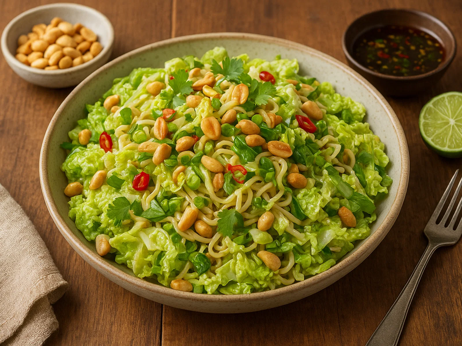 Chinakohl-Nudelsalat mit Erdnüssen