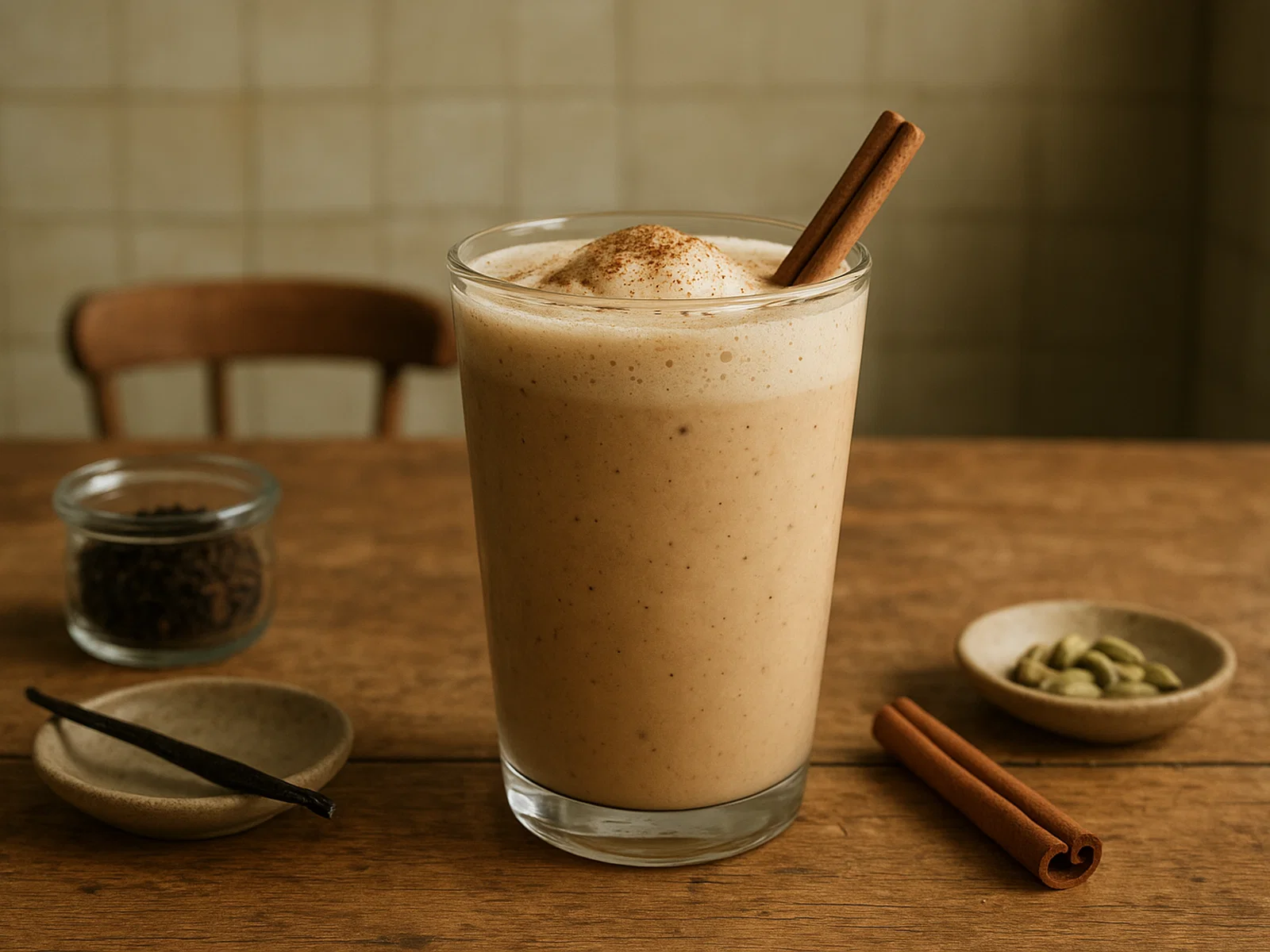 Vanille-Schwarzer-Tee-Frappe
