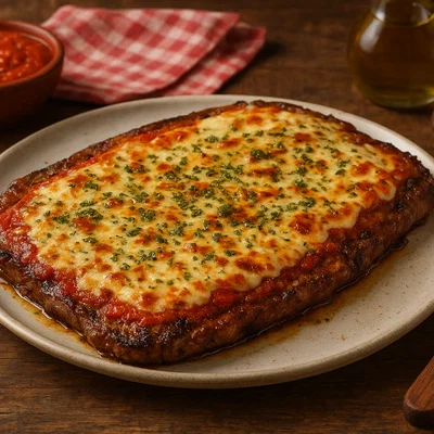 Matambre a la Pizza (argentinisches Flanksteak wie Pizza belegt)