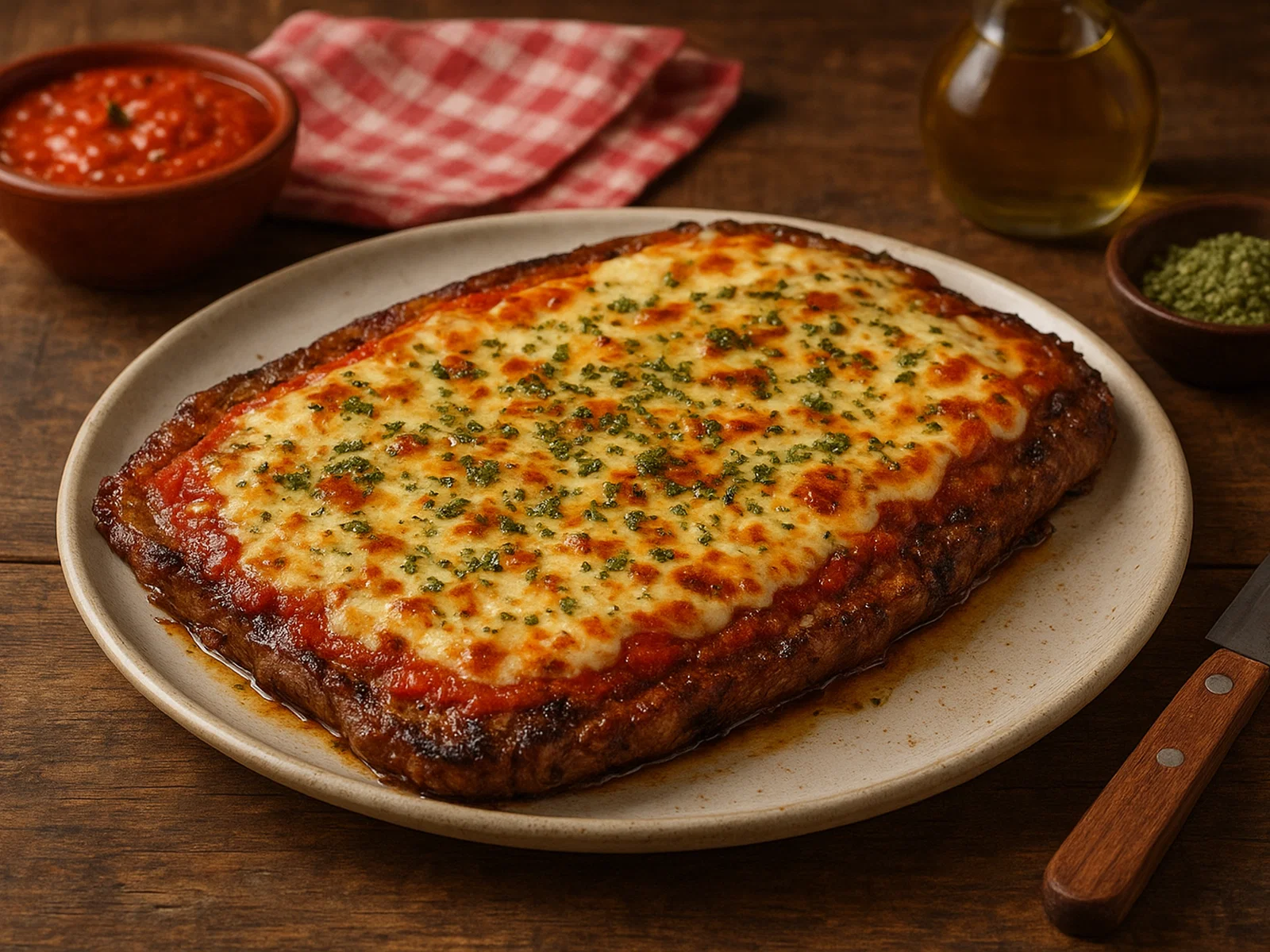 Matambre a la Pizza (argentinisches Flanksteak wie Pizza belegt)