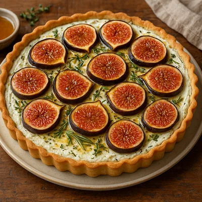 Herzhafte Feigen-Ziegenkäse-Tarte mit Honig und Kräutern