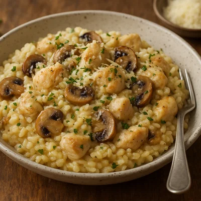 Cremiges Hühnchen-Pilz-Risotto