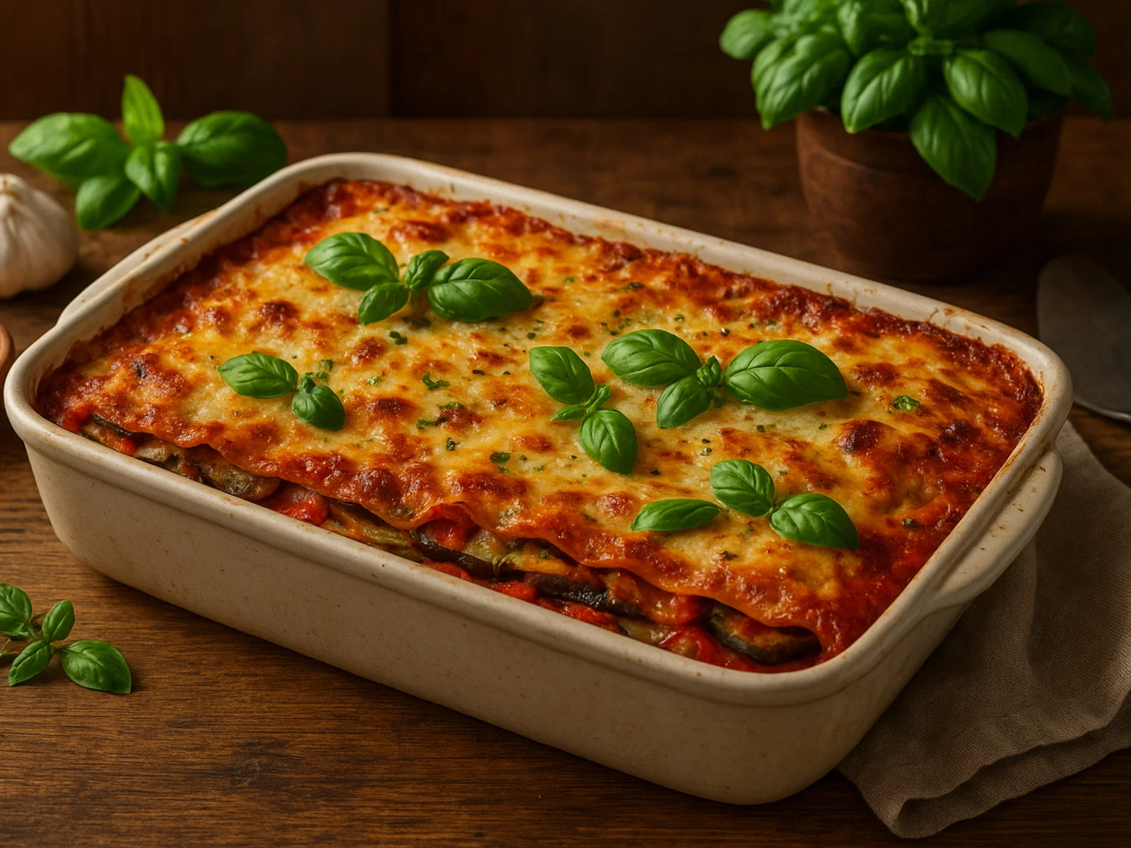 Herzhafte Gemüselasagne mit mediterranen Kräutern
