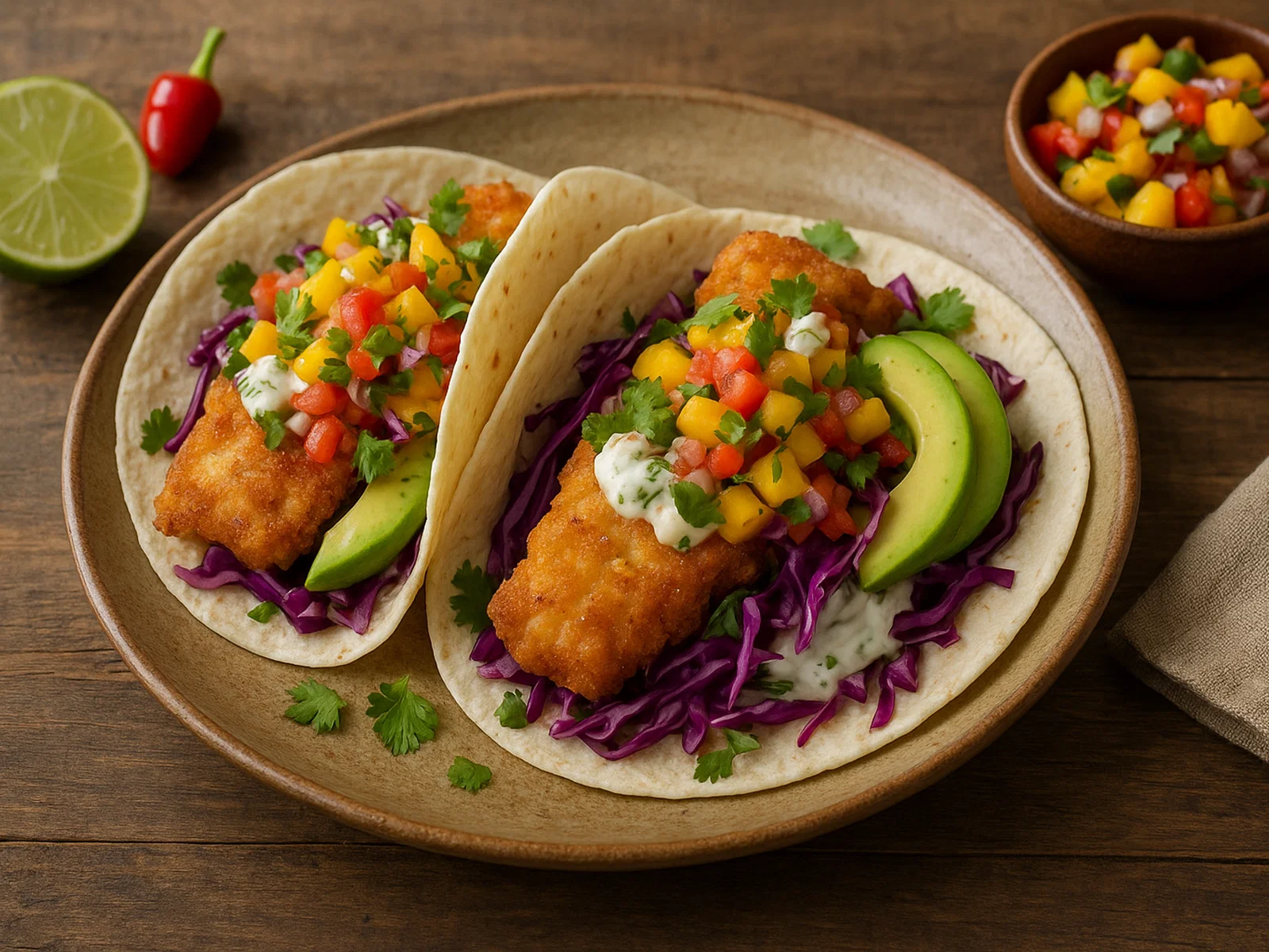 Fisch-Tacos mit Mango-Salsa