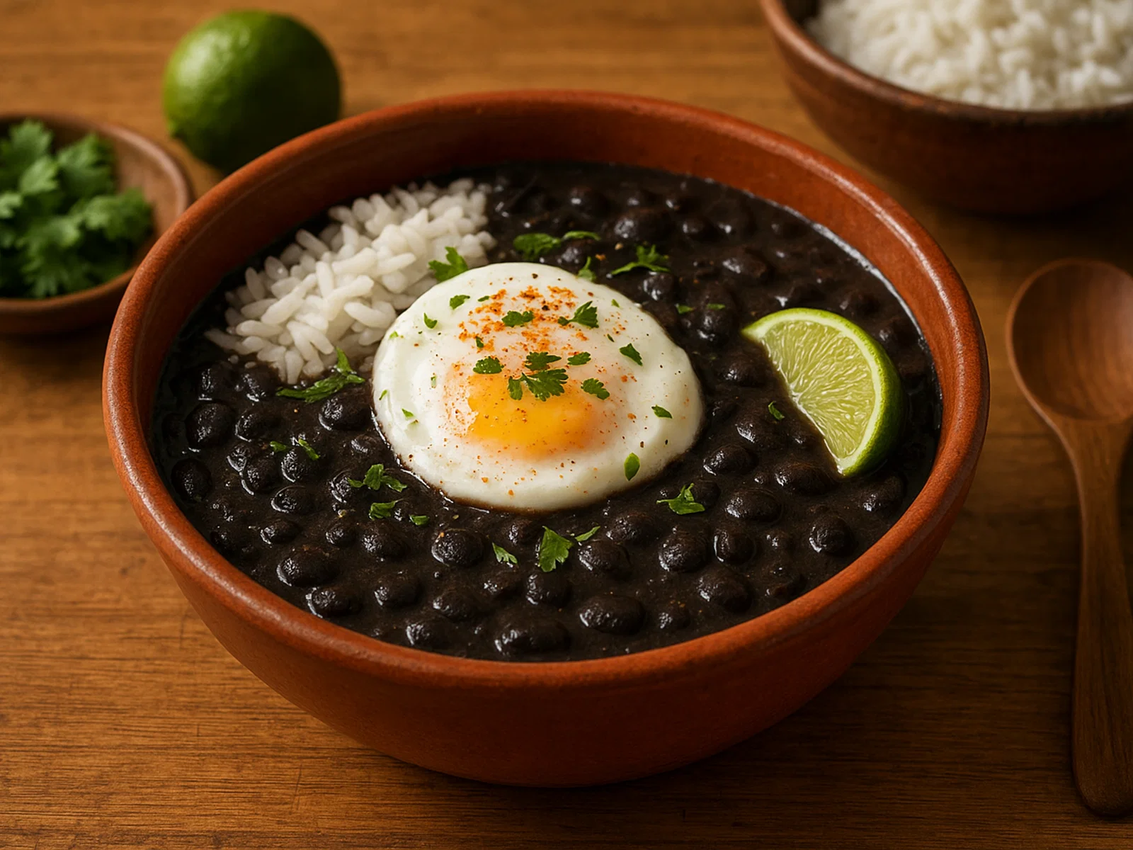 Kostarikische Sopa Negra (Schwarze-Bohnen-Suppe)