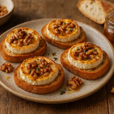 Gegrillte Ziegenkäse-Crostini mit Honig und Walnüssen