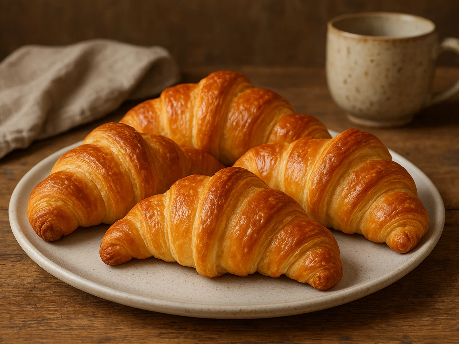 Französische Croissants aus Plunderteig