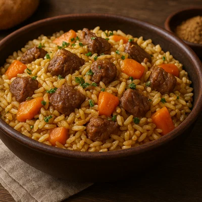 Plow – würziger Reis mit zartem Fleisch (Pilaw)