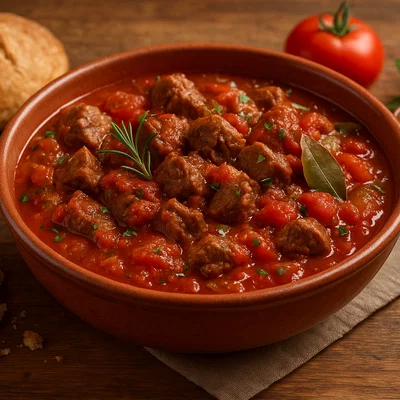Mediterrane Salona (würziger Tomaten-Fleischeintopf)
