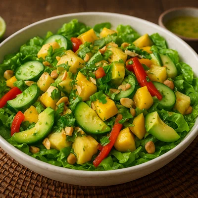 Vanuatu Salat mit tropischen Früchten und Limetten-Ingwer-Vinaigrette