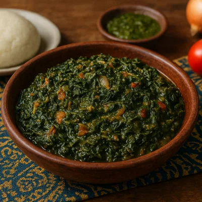 Pondu (Saka-Saka) – geschmorte Maniokblätter aus dem Kongo