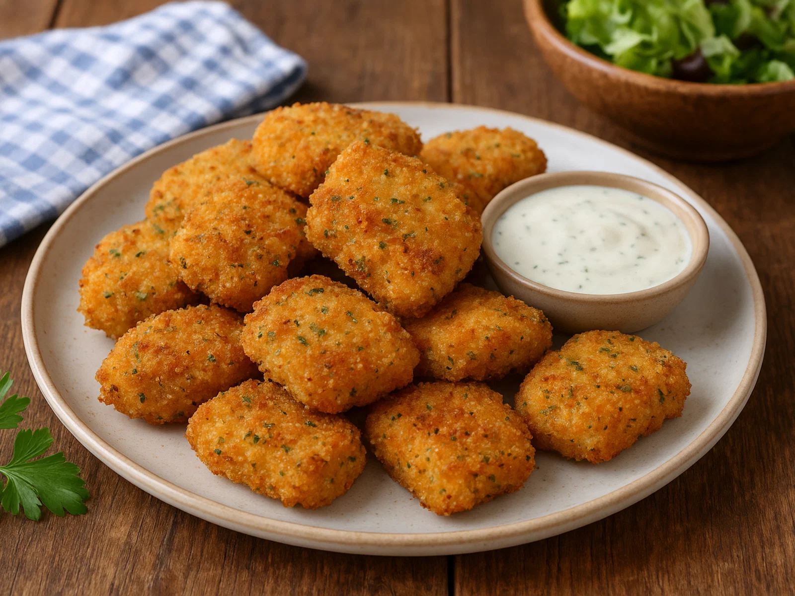Knusprige Hühnchen Nuggets mit Kräuterpanade