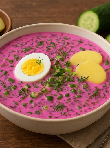 Šaltibarščiai – Litauische kalte Rote‑Bete‑Suppe mit Kefir