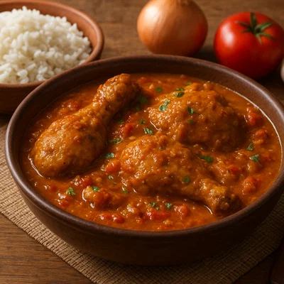 Moambe Chicken (Huhn in Palm-Erdnuss-Sauce)