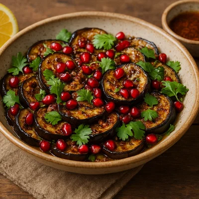 Auberginen-Salat mit Granatapfelkernen