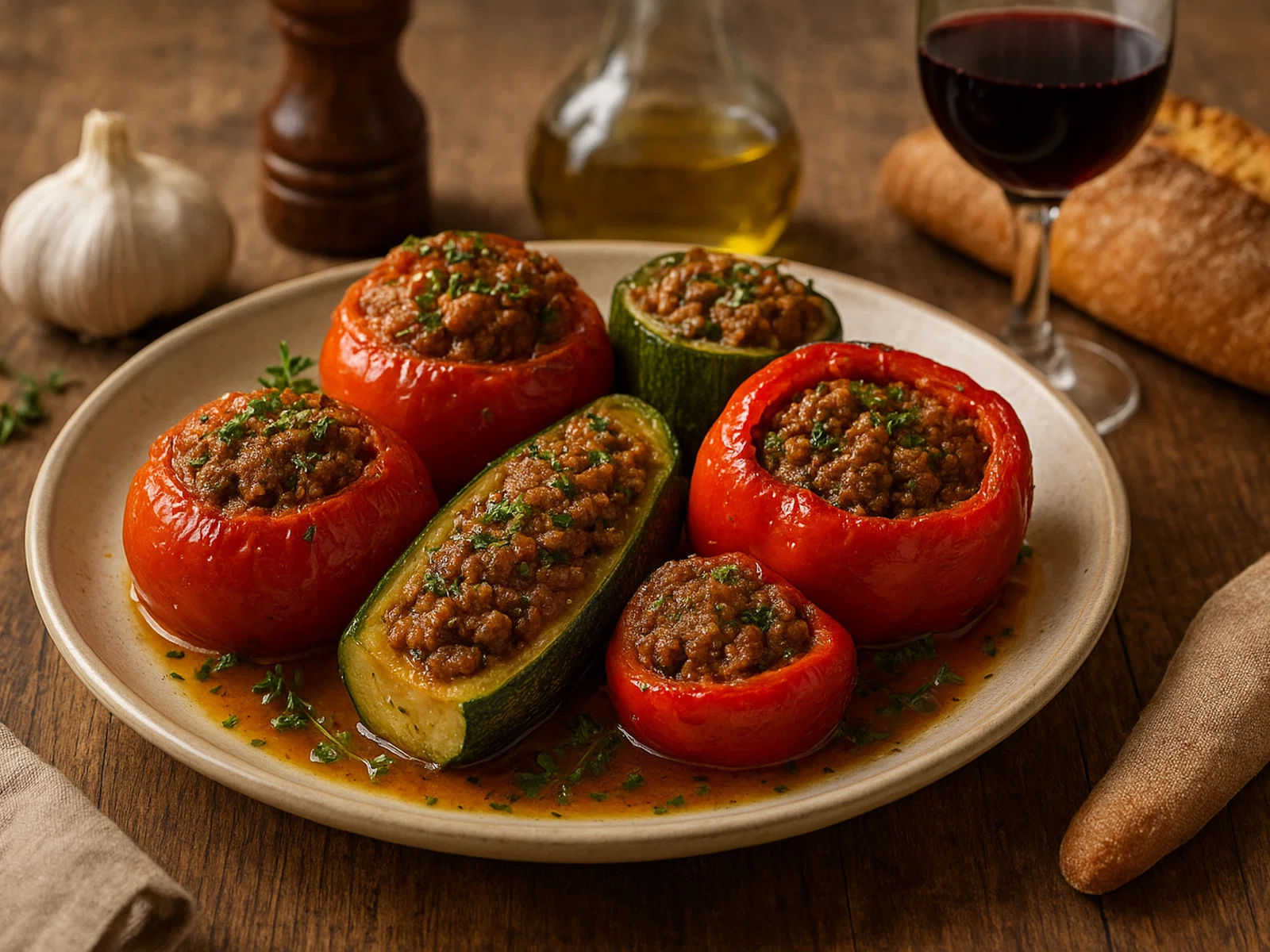 Provenzalische Farcis (Gefülltes Gemüse aus dem Ofen)