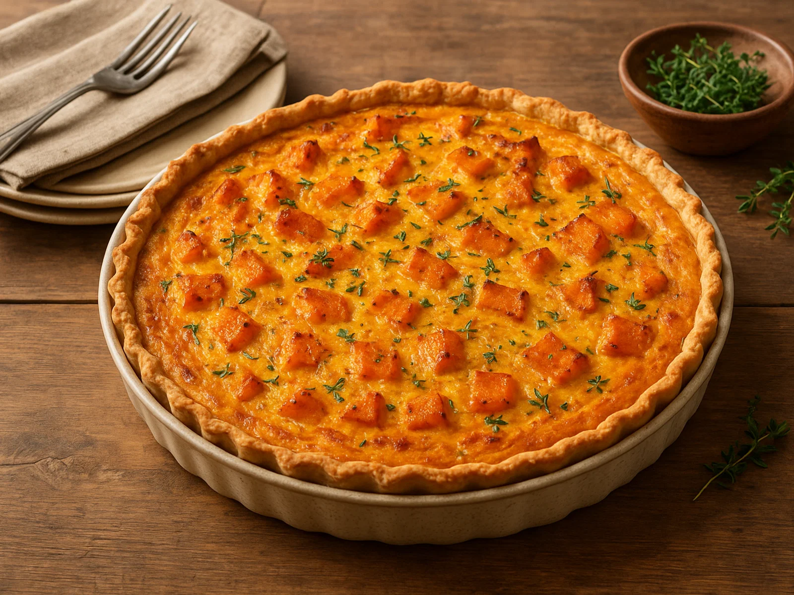 Herzhafte Kürbisquiche mit Thymian