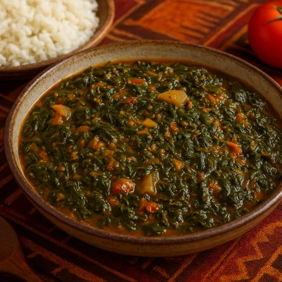 Cassava-Leaf-Soße (westafrikanischer Maniokblatt-Eintopf)