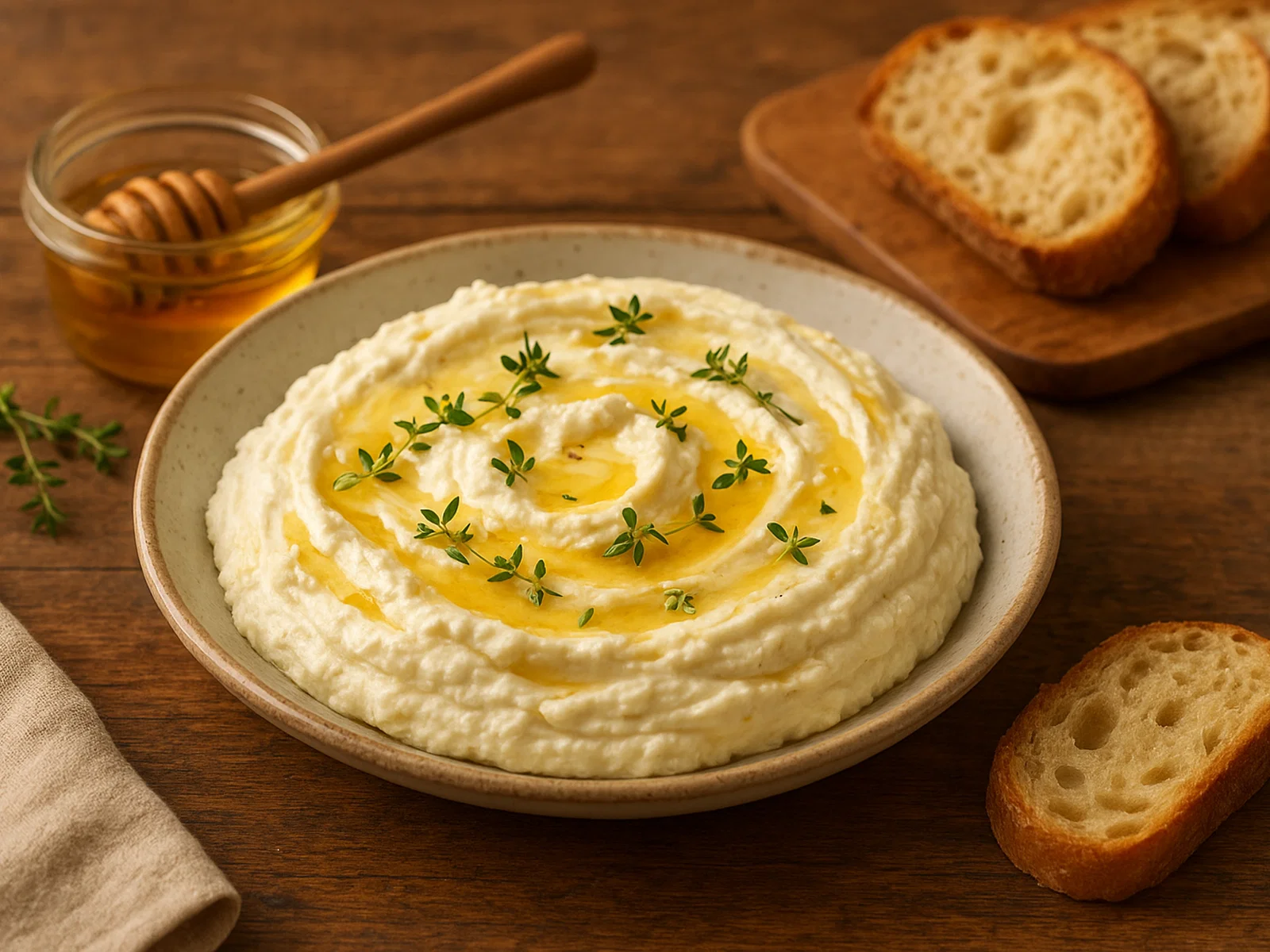 Ziegenkäse-Mousse mit Honig und Thymian