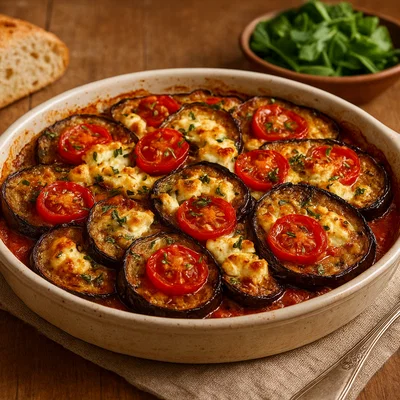 Gebackene Auberginen mit Feta und Tomaten