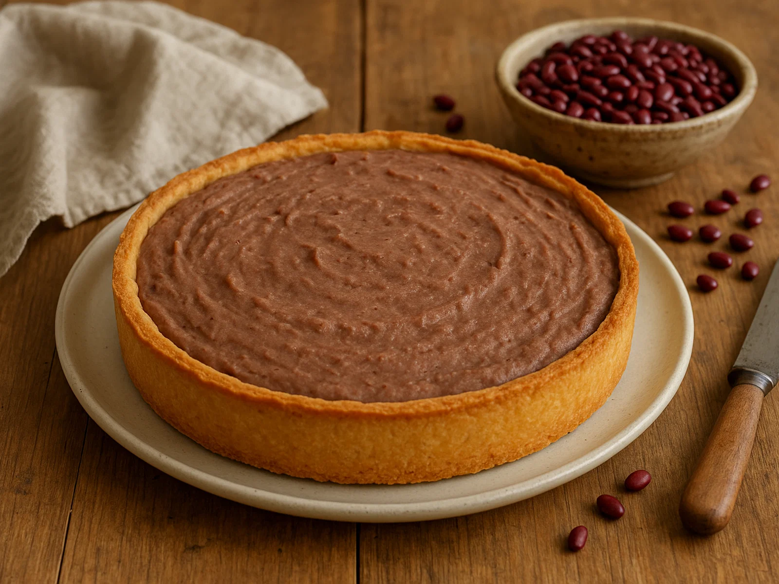 Rote Bohnen Torte mit knusprigem Mürbeteigboden