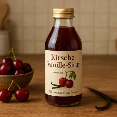 Kirsche-Vanille-Sirup für Limonaden und Desserts
