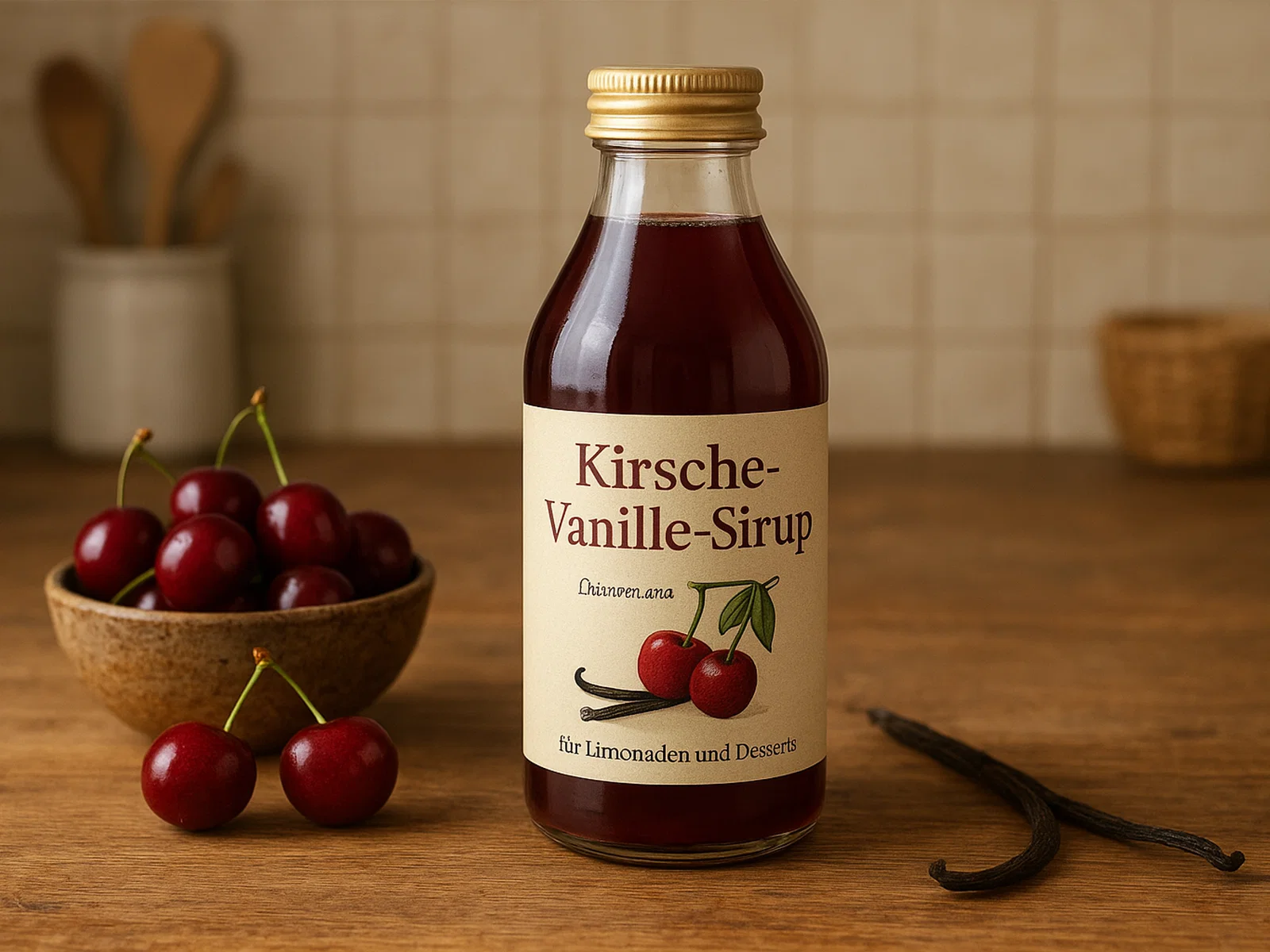 Kirsche-Vanille-Sirup für Limonaden und Desserts