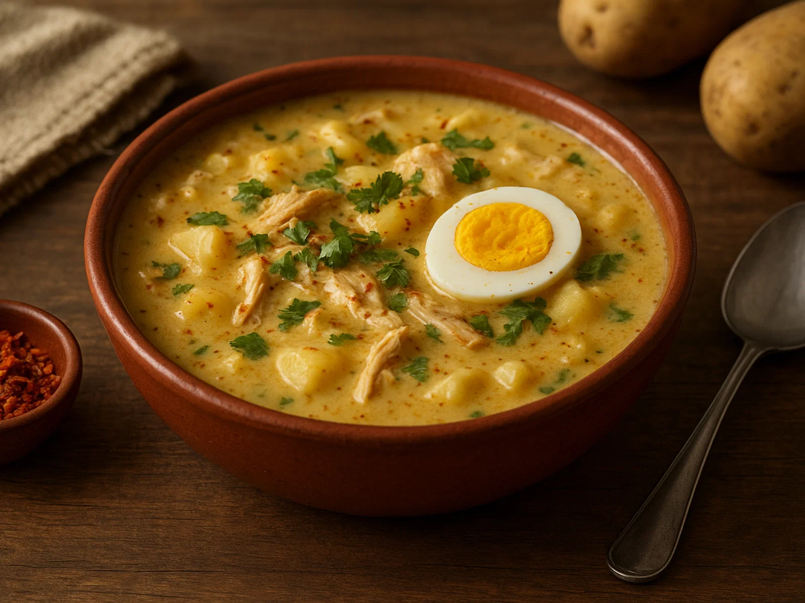 Pisca Andina – Andine Kartoffel-Käse-Suppe mit Huhn und Ei
